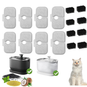 NONE Katzen-Wasserbrunnenfilter, 6/8/12/18 Stück, Ersatzfilter für Haustierbrunnen, dreifaches Filtersystem, Filter für PetWaterFountain