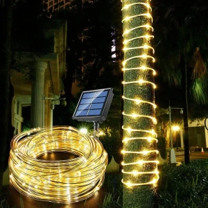 IEEYEEY 300LED Solar Seil Streifen Licht Im Freien Wasserdichte Lichterketten Weihnachten Dekor für Garten Rasen Baum Hof Zaun Weg