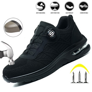 NONE Neue Herren-Sicherheitsschuhe mit Drehschnalle, stoßfest, durchdringend, leicht, Arbeitsstiefel, modisches, sportliches Design für Outdoor-Profi