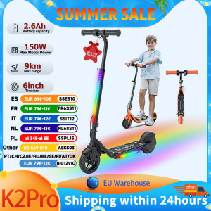 iScooter Elektrische scooter voor kinderen K2Pro 150W motor 6 inch banden 18V batterij 16 km h Topsnelheid 6-9 km bereik Oranje Zwart 3 versnellingen
