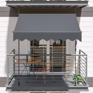 Homfa Markise Balkon Terrasse versenkbare Markise uv50 Sonnenschutz Markisen klemme Garten Sonnenschutz mit Handkurbel ohne Bohren