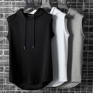 NONE Einfarbig 2023 Marke Neue männer Tank Tops Weste Ärmellose T-shirts Für Männliche Mit Kapuze Mann Westen Tops Hip hop Männer Tank Top T hemd