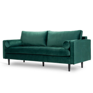 Welurowa kanapa trzyosobowa BRITISH VELVET SOFA 3 w angielskim stylu (Kolor: Butelkowa zieleń)