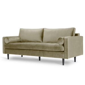 Welurowa kanapa trzyosobowa BRITISH VELVET SOFA 3 w angielskim stylu (Kolor: Piaskowy)