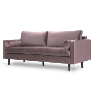 Welurowa kanapa trzyosobowa BRITISH VELVET SOFA 3 w angielskim stylu (Kolor: Pudrowy róż)