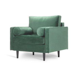 Welurowy fotel BRITISH VELVET w angielskim stylu (Kolor: Miętowy)