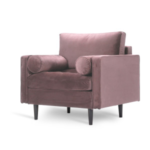 Welurowy fotel BRITISH VELVET w angielskim stylu (Kolor: Pudrowy róż)