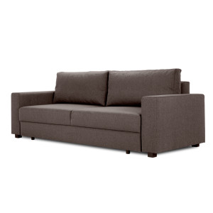 Klasyczna trzyosobowa kanapa rozkładana SOFA HEVEN DL B z funkcją spania i pojemnikiem na pościel (Kolor: Brązowy)