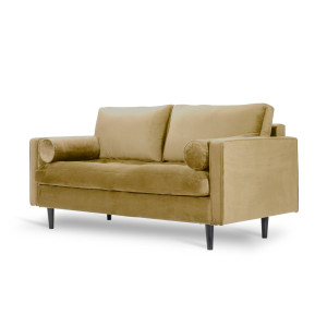 Welurowa kanapa dwuosobowa BRITISH VELVET SOFA 2 w angielskim stylu (Kolor: Złoty)