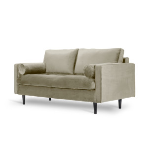 Welurowa kanapa dwuosobowa BRITISH VELVET SOFA 2 w angielskim stylu (Kolor: Piaskowy)