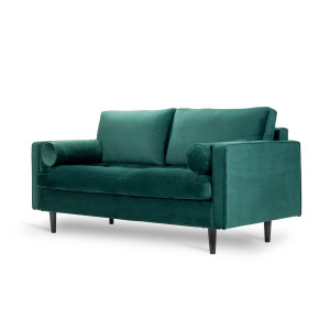 Welurowa kanapa dwuosobowa BRITISH VELVET SOFA 2 w angielskim stylu (Kolor: Butelkowa zieleń)