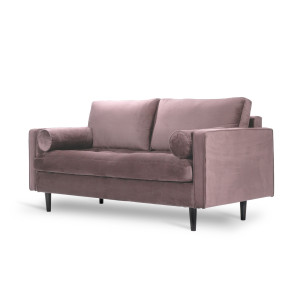 Welurowa kanapa dwuosobowa BRITISH VELVET SOFA 2 w angielskim stylu (Kolor: Pudrowy róż)