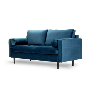 Welurowa kanapa dwuosobowa BRITISH VELVET SOFA 2 w angielskim stylu (Kolor: Granatowy)