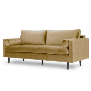 Welurowa kanapa trzyosobowa BRITISH VELVET SOFA 3 w angielskim stylu (Kolor: Złoty)