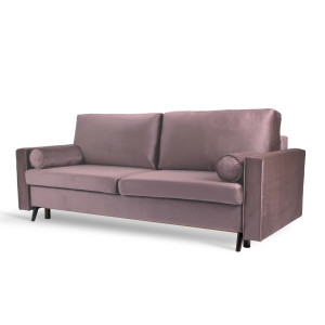 Elegancka kanapa trzyosobowa SOFA VESTA DL aksamitna z funkcją spania (Kolor: Pudrowy róż)