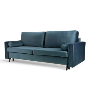 Elegancka kanapa trzyosobowa SOFA VESTA DL aksamitna z funkcją spania (Kolor: Granatowy)