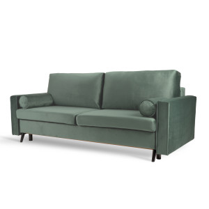 Elegancka kanapa trzyosobowa SOFA VESTA DL aksamitna z funkcją spania (Kolor: Miętowy)