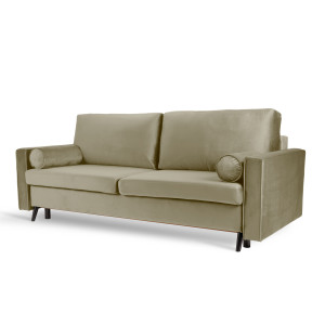 Elegancka kanapa trzyosobowa SOFA VESTA DL aksamitna z funkcją spania (Kolor: Piaskowy)