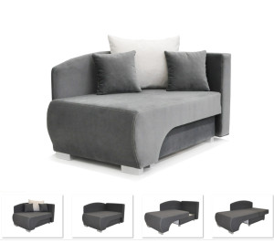 Kanapa SOFA RUBI z funkcją spania i pojemnikiem na pościel (Kolor: Rubi 12 - szary)