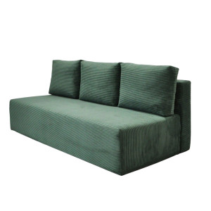 Sofa dwuosobowa sztruksowa z funkcją spania i pojemnikiem na pościel LINCOLN (Kolor: Zielony)