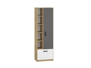 Regał FINI 03 Dąb artisan/Biały alpejski + Antracyt
