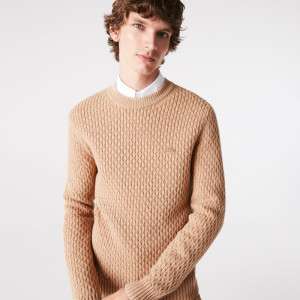 Men's regular fit cable knit wool sweater