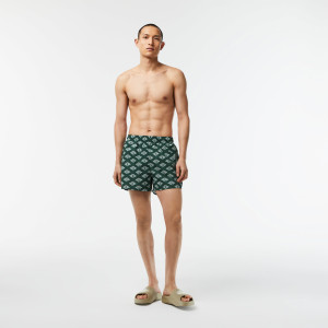 Men’s two tone monogram print swim trunks