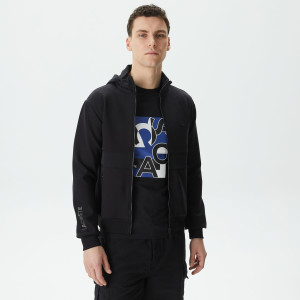 Erkek regular fit kapüşonlu siyah sweatshirt