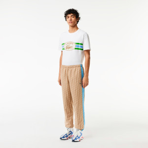 Erkek regular fit monogram bej eşofman altı