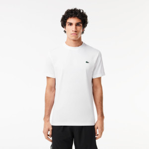 T-shirt Sport męski z okrągłym dekoltem slim fit biały