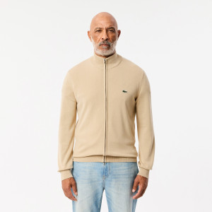 Monochrome high neck zipped cotton sweater