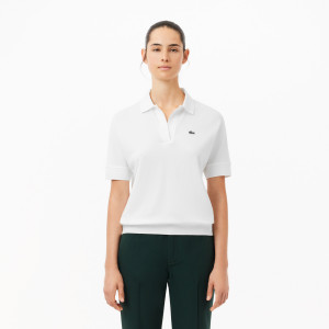 Women's flowy piqué polo shirt