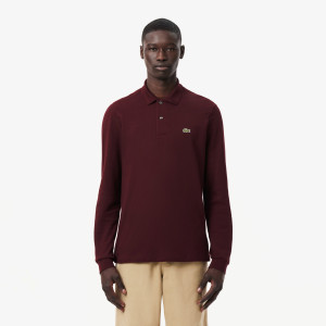 Koszulka polo L.12.12 męska z długim rękawem classic fit bordowa