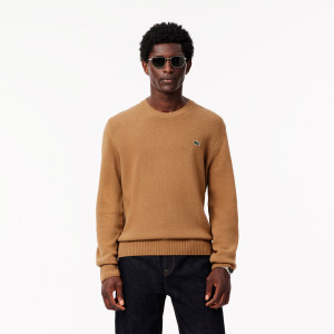 Carded wool crew neck sweater