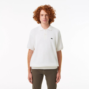 Organic cotton polo shirt neck sweater