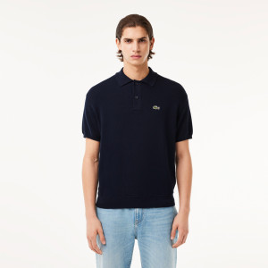 Organic cotton polo shirt neck sweater