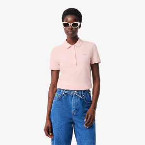 Damska koszulka polo z elastycznej piki bawełnianej slim
fit