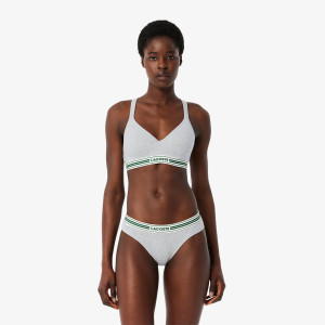 Padded stretch jersey logo bralette
