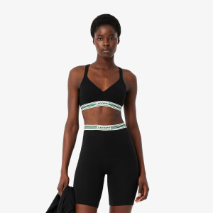 Padded stretch jersey logo bralette