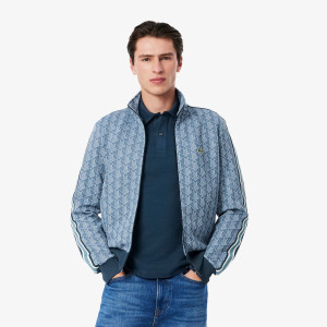 Bluza męska z zamkiem z monogramem regular fit niebieska