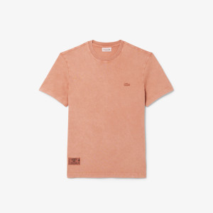 T-shirt męski z okrągłym dekoltem regular fit brązowy