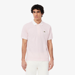 Koszulka polo L.12.12 męska w paski classic fit różowa