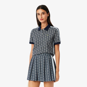 Dopasowana koszulka polo z żakardowym monogramem