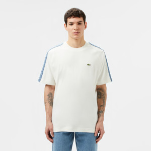 T-shirt męski z okrągłym dekoltem z nadrukiem oversize biały