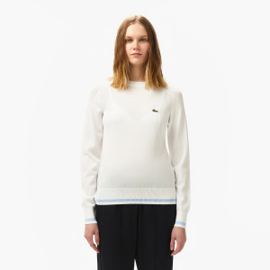 Sweter damski z okrągłym dekoltem regular fit biały