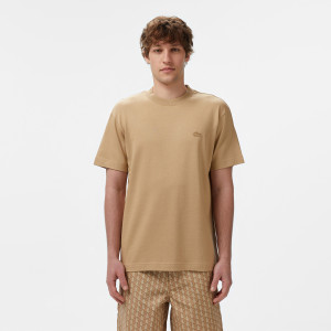 T-shirt męski z okrągłym dekoltem relaxed fit beżowy