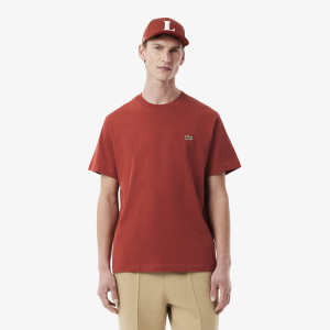 T-shirt męski z okrągłym dekoltem classic fit ciemnoczerwony