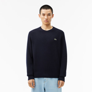 Carded wool crew neck sweater