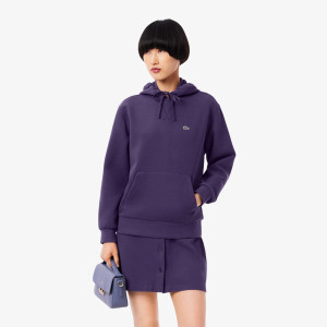 Bluza damska z kapturem relaxed fit fioletowa