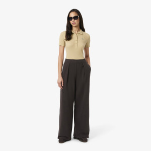 Spodnie dresowe damskie wide leg brązowe